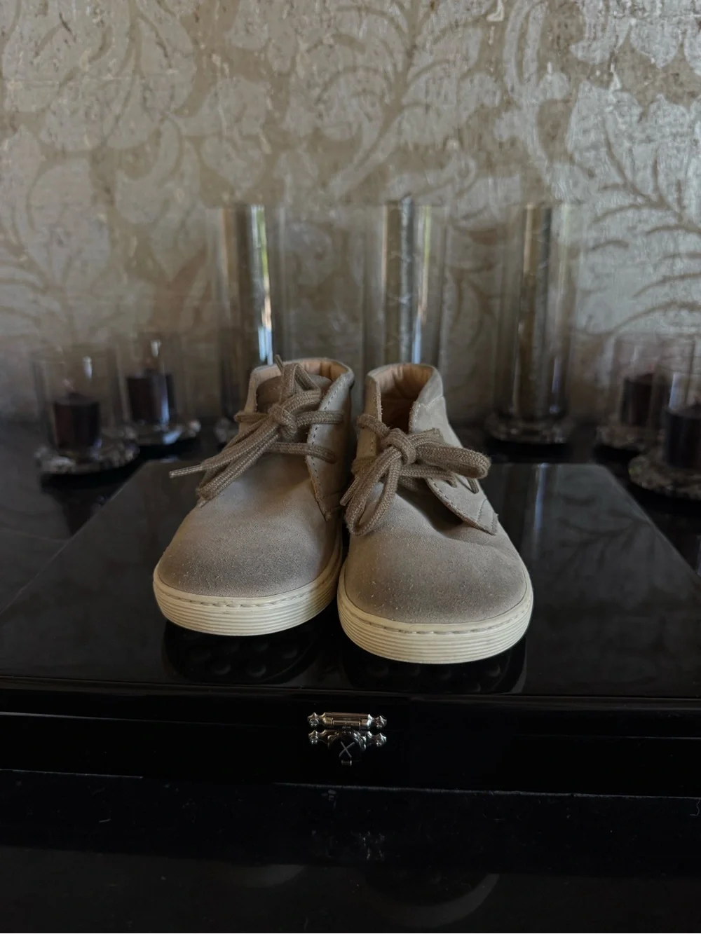 Kids Neutral Tan Suede Dress Shoes - Stylish Lace-Up